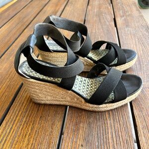 Lands End black Espadrille Sandals Coastal 
Womens 7
